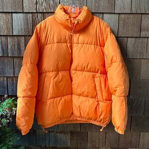 NWT Topman Orange Zip Front Puffer Jacket with Stand Collar in Men's X-Large
